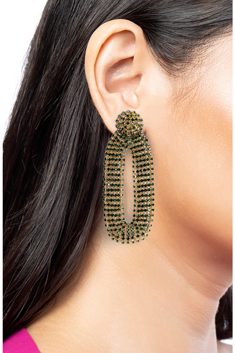 Shyna Crystal Drop Earrings, Alternate, color, EMERALD