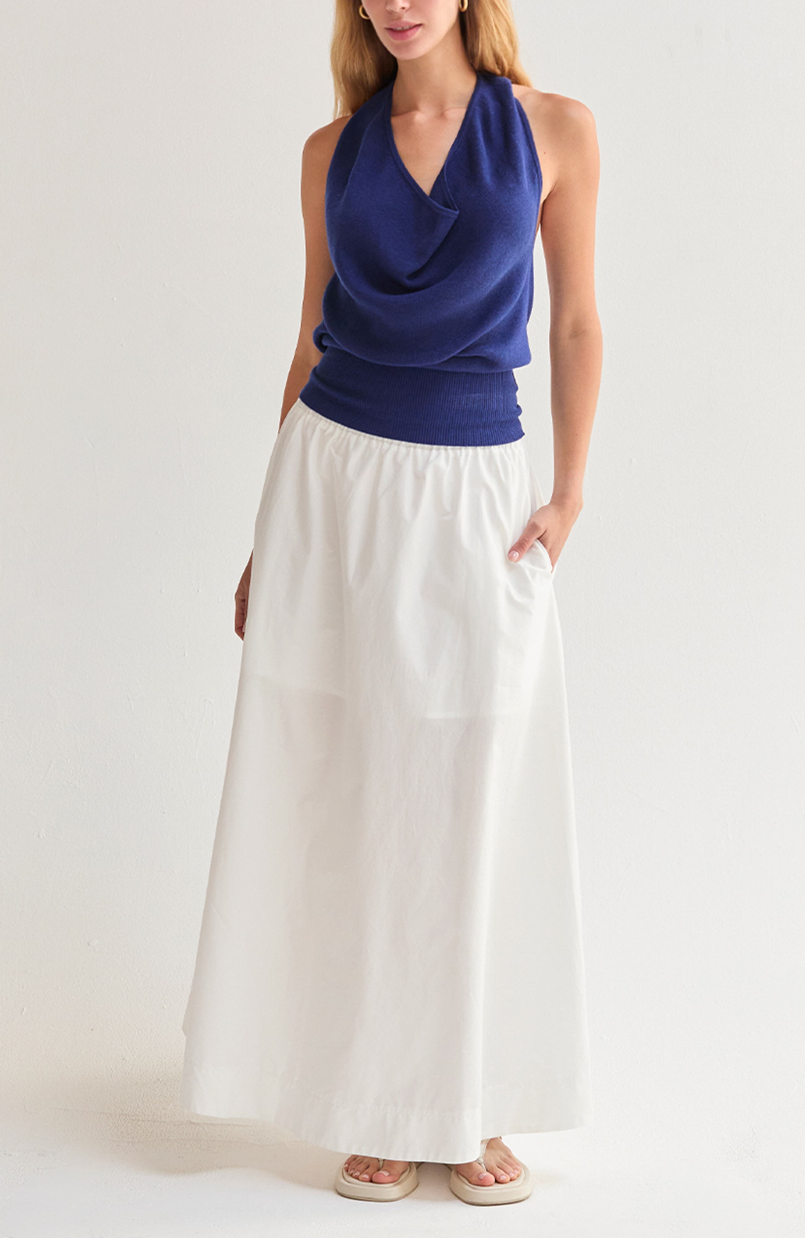 Gathered Poplin Maxi Skirt - image 2