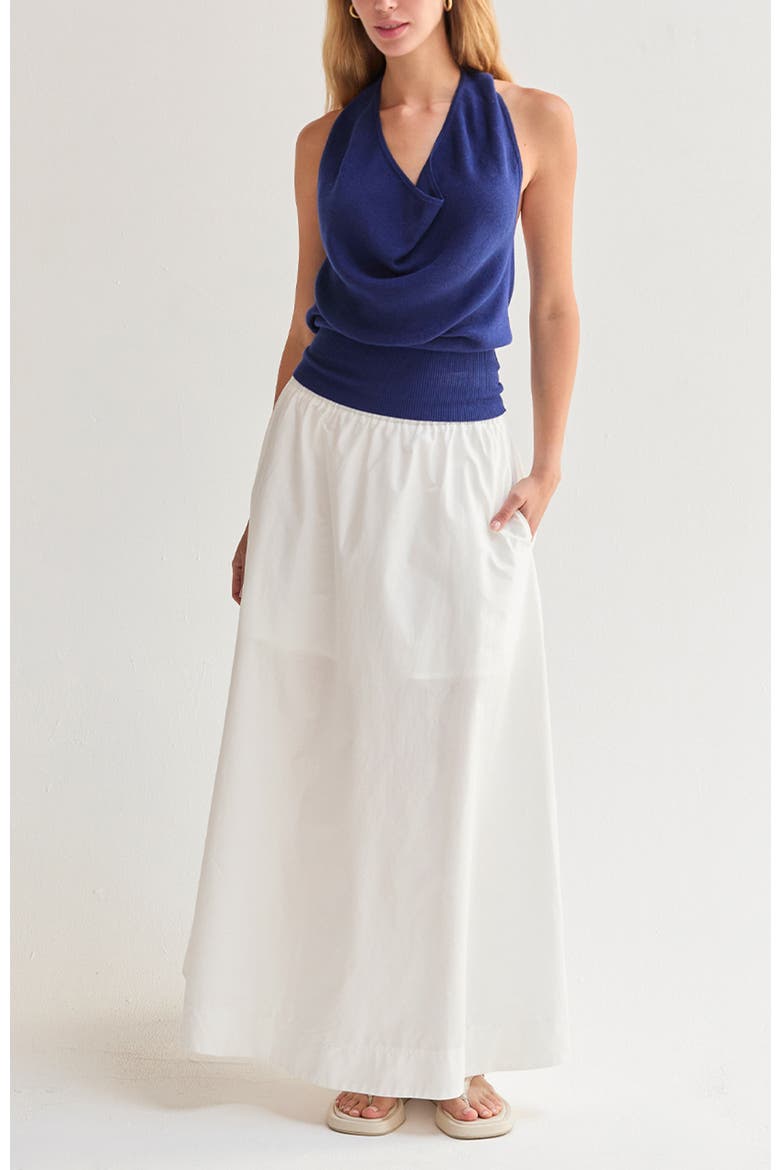 Gathered Poplin Maxi Skirt, Alternate, color, White