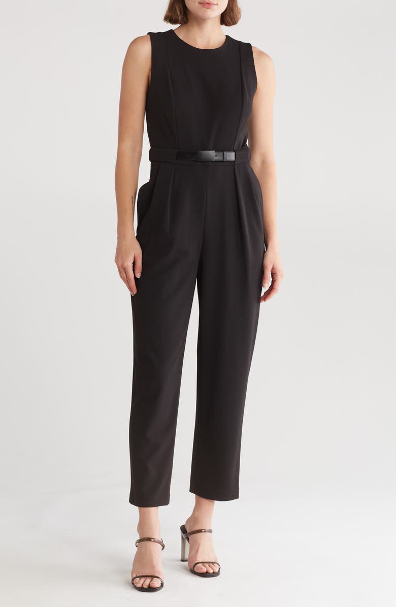 Calvin Klein Sleeveless Belted Jumpsuit, Main, color,
