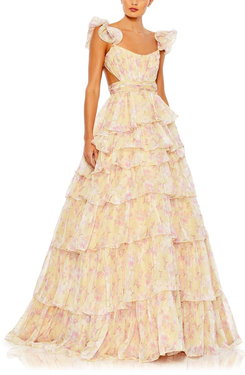 Mac Duggal Sleeveless Floral Cutout Ballgown, Main, color,