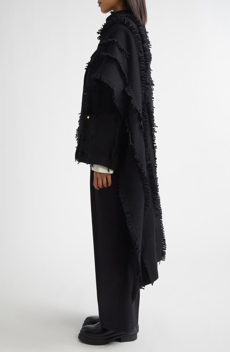 EENK Fringed Wool Jacket with Scarf Detail, Alternate, color, Black Wool