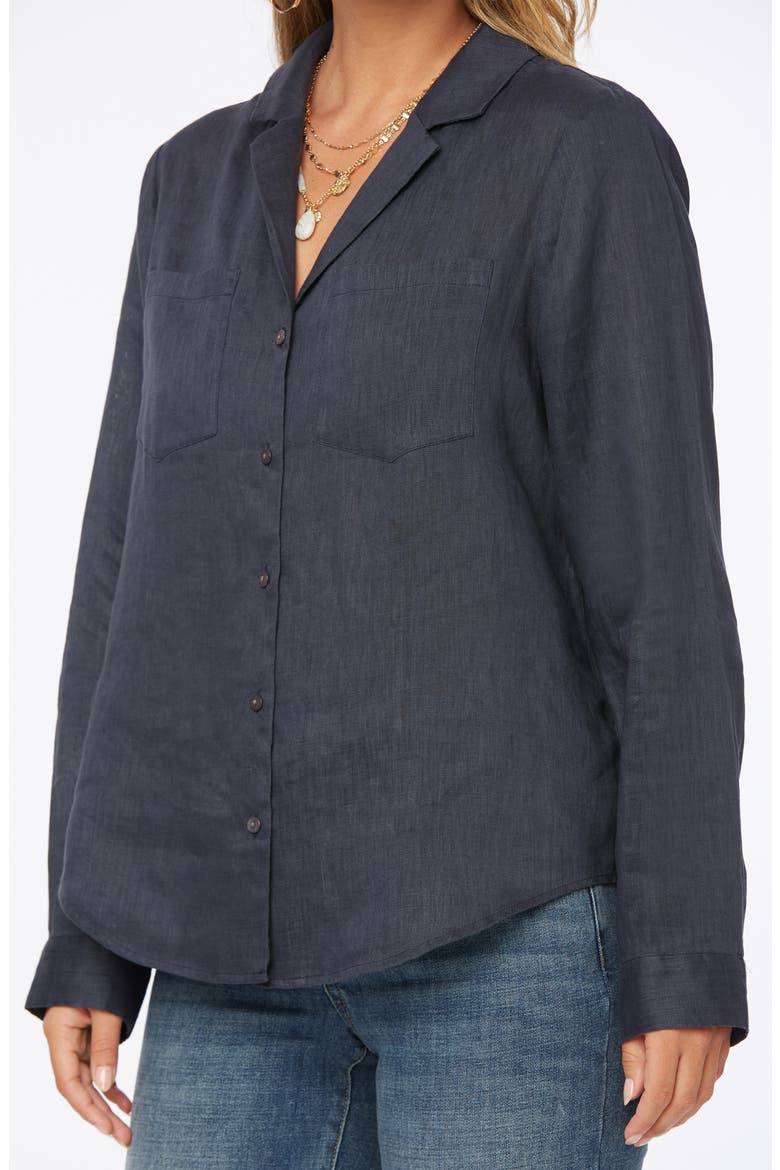 Linen Button-Up Blouse, Alternate, color, OXFORD NAVY