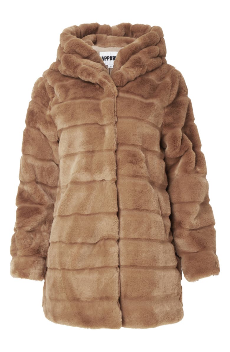 Apparis Hazel Faux Fur Hooded Puffer Car Coat, Alternate, color, 