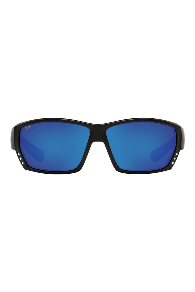 62mm Polarized Oversize Rectangular Sunglasses, Main, color, MATTE BLACK