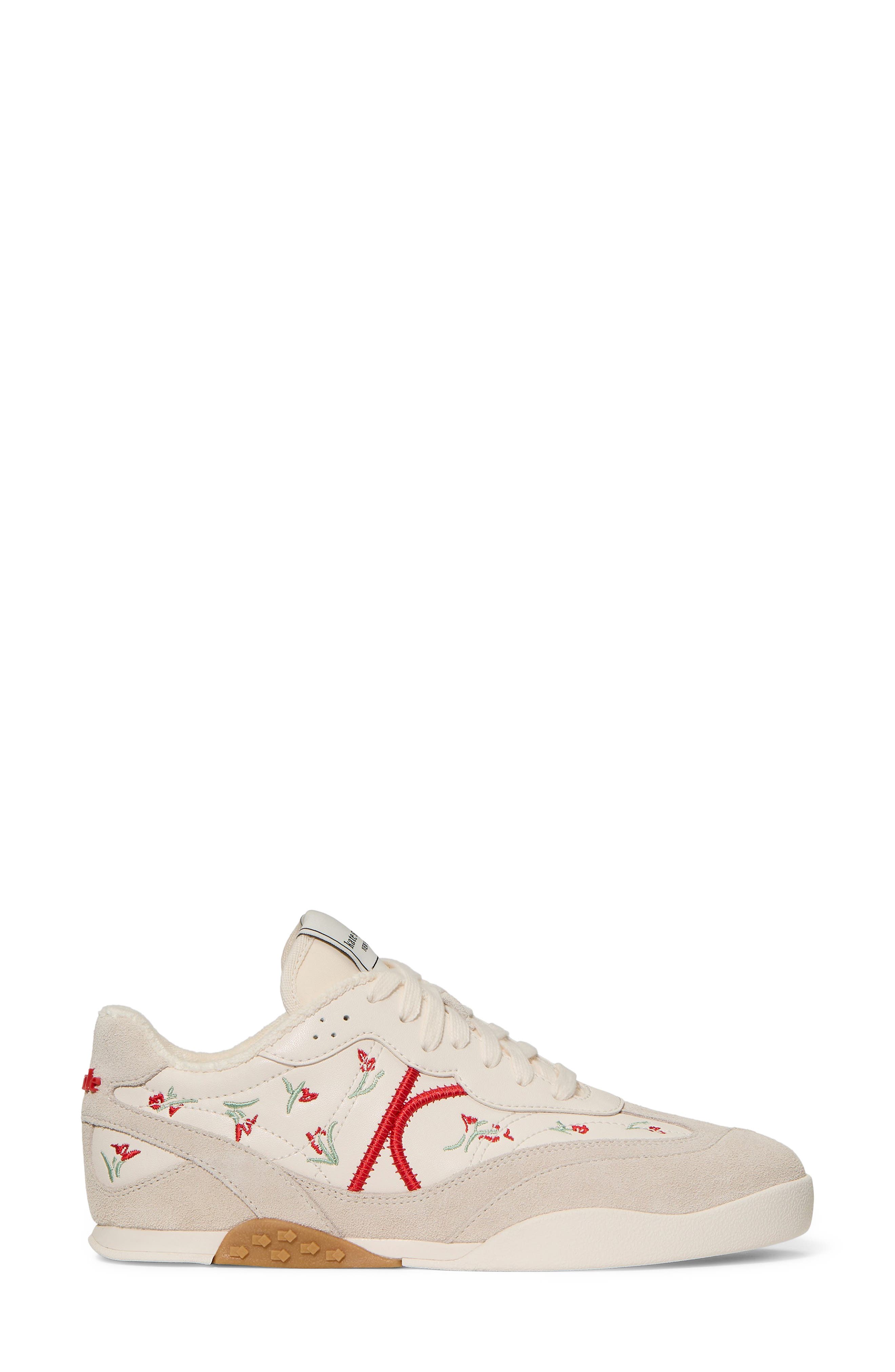 Kate Spade New York floral embroidered sneaker, Alternate, color, Cream/ Barberry