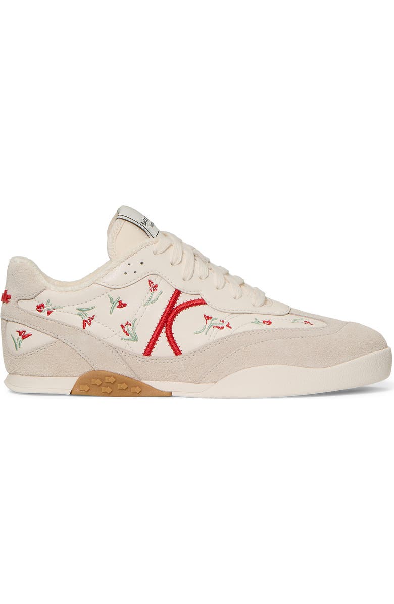 Kate Spade New York floral embroidered sneaker, Alternate, color, Cream/ Barberry