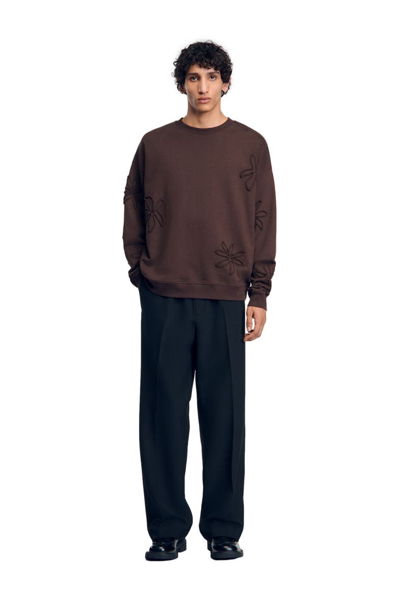 Oversized floral sweatshirt, Alternate, color, Chocolate