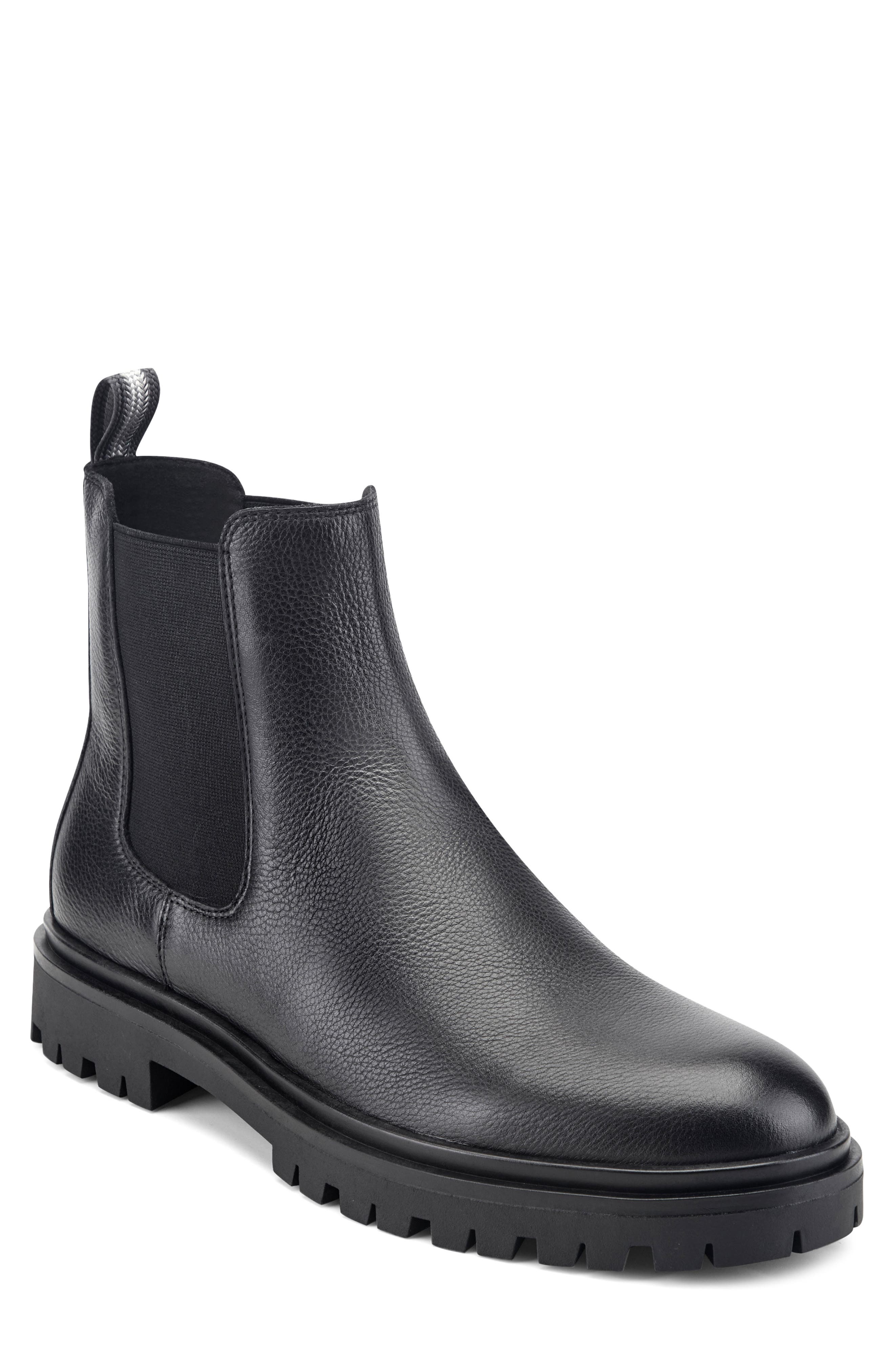 Baylin Leather Chelsea Boot, Main, color, BLACK/ BLACK LEATHER