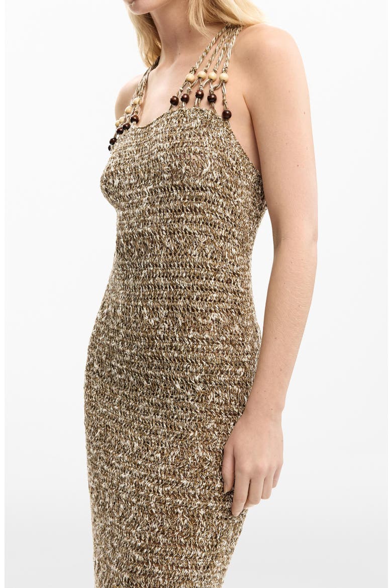 Macramé Strap Fringe Sweater Dress, Alternate, color, BROWN