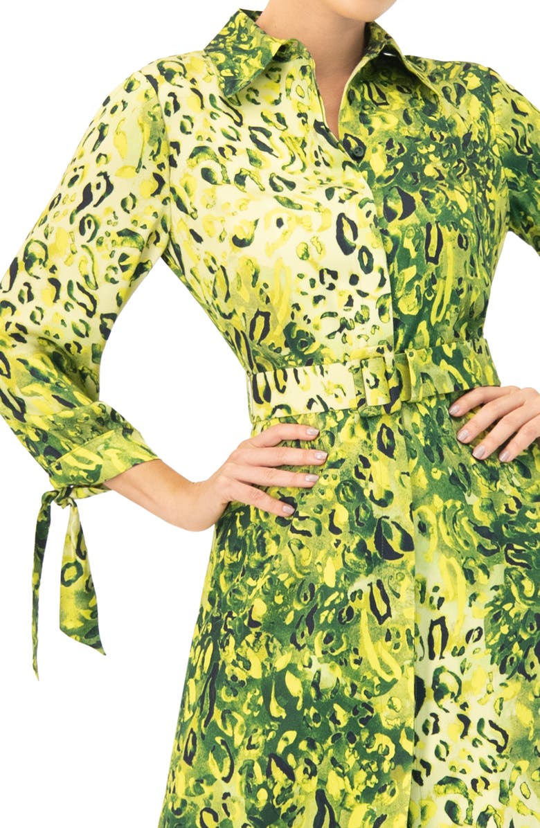 IVONNE Long Sleeve Printed Maxi Shirt Dress, Alternate, color, Green