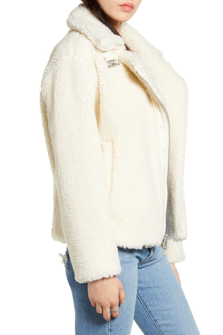 Levi's® Faux Shearling Moto Jacket, Alternate, color, CREAM
