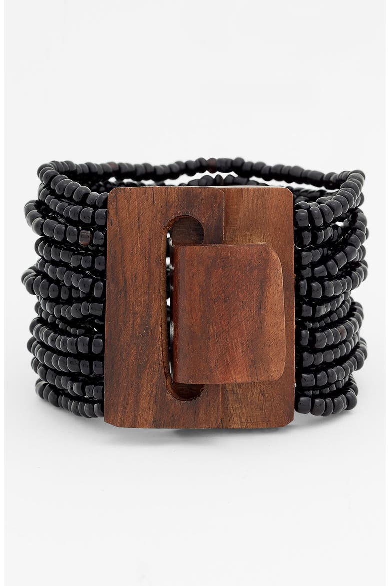 Design Group Beaded Cuff, Main, color, BLACK