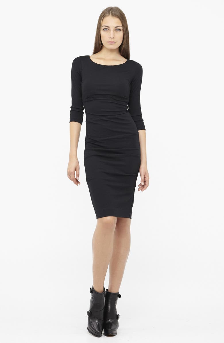 Nicole Miller Ruched Ponte Knit Sheath Dress, Main, color, 