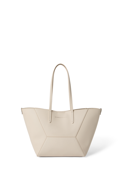 Brunello Cucinelli Calfskin Small Bc Duo Bag In White