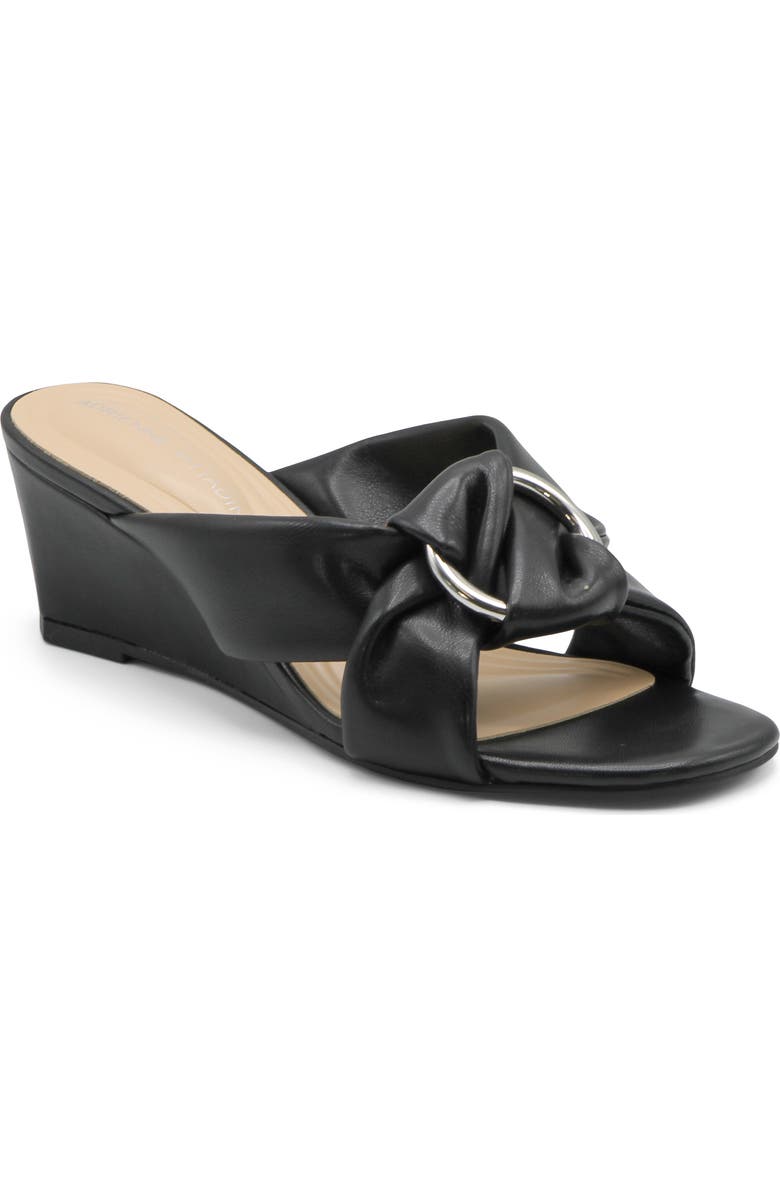Adrienne Vittadini Arland Wedge Slide Sandal, Main, color, Black Mesh