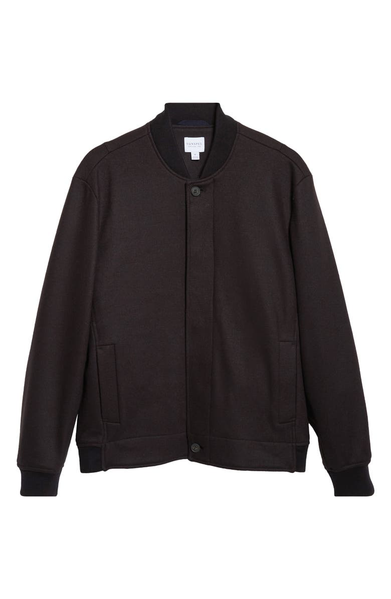 Sunspel Boiled Wool Blend Jersey Bomber Jacket, Alternate, color, Navy