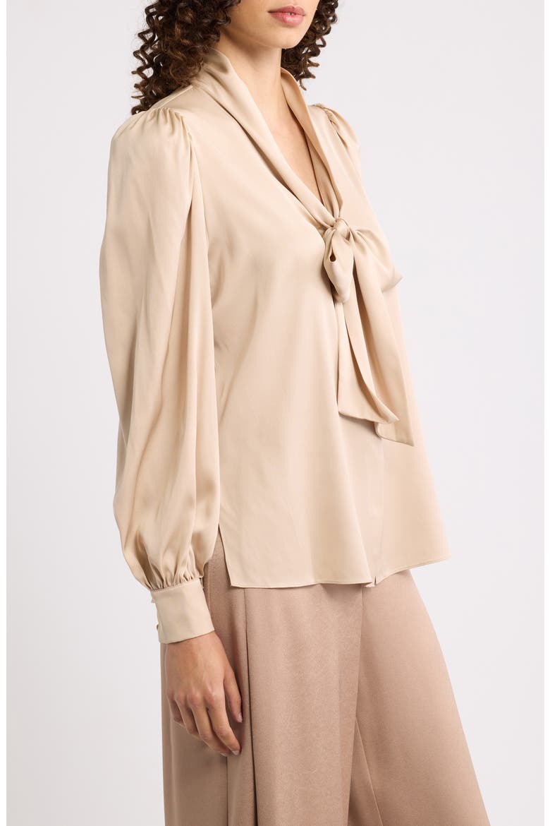 Selena Silk Pussy Bow Blouse, Alternate, color, ANTIQUE