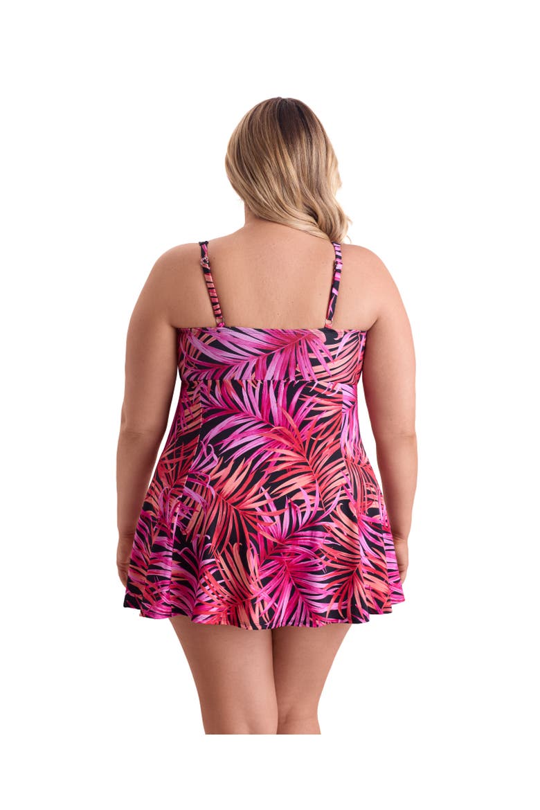 Bow Front Plus Size Swim Dress, Alternate, color, Shake A Palm