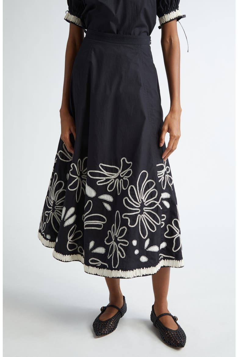 Layla Floral Cotton Maxi Skirt, Main, color, RAVEN