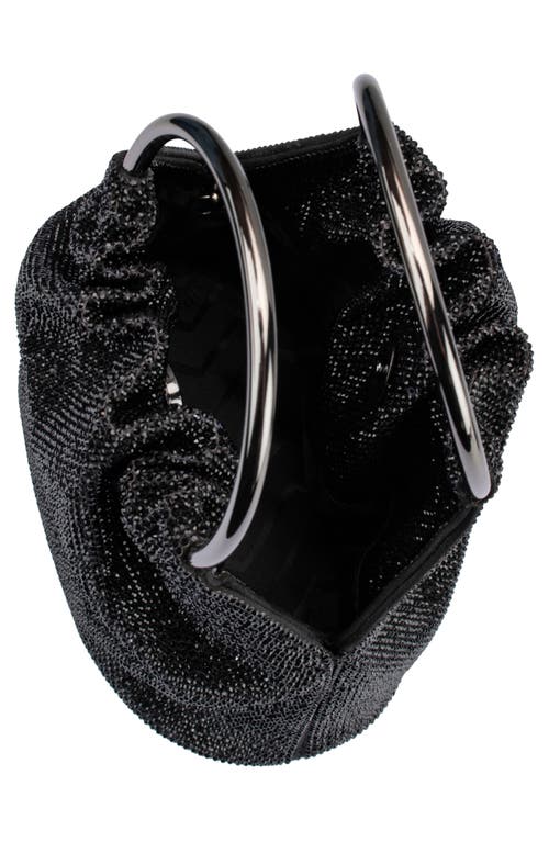 Olga Berg Mabel Crystal Top Handle Clutch In Black