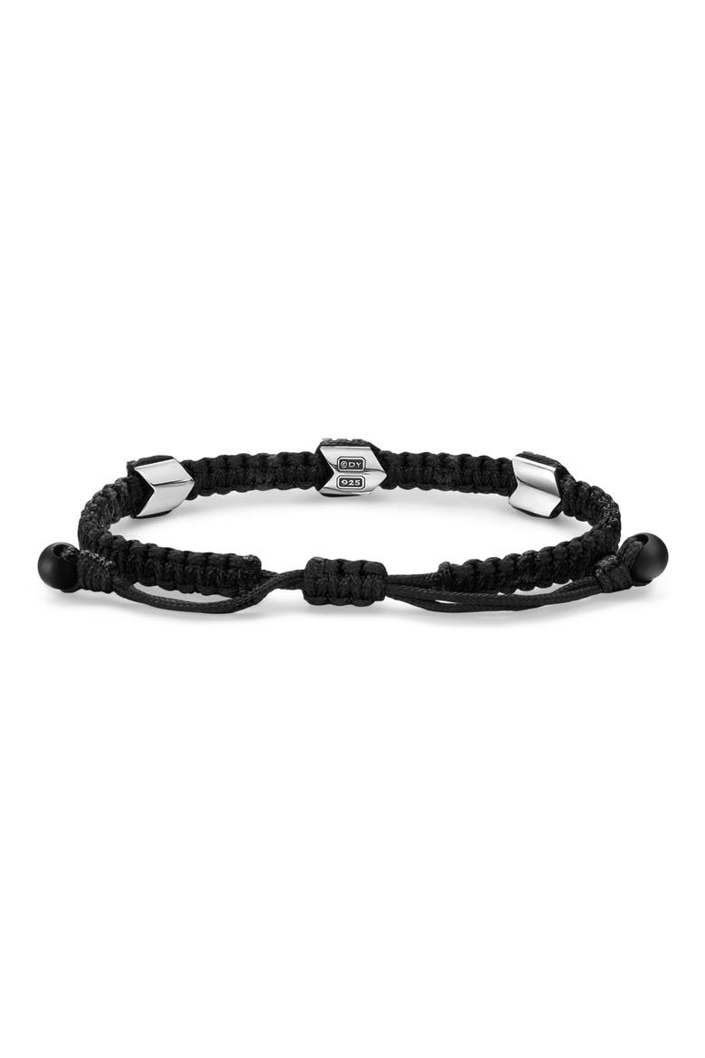 Men's Chevron Woven Station Bracelet, Alternate, color, BLACK/ SILVER
