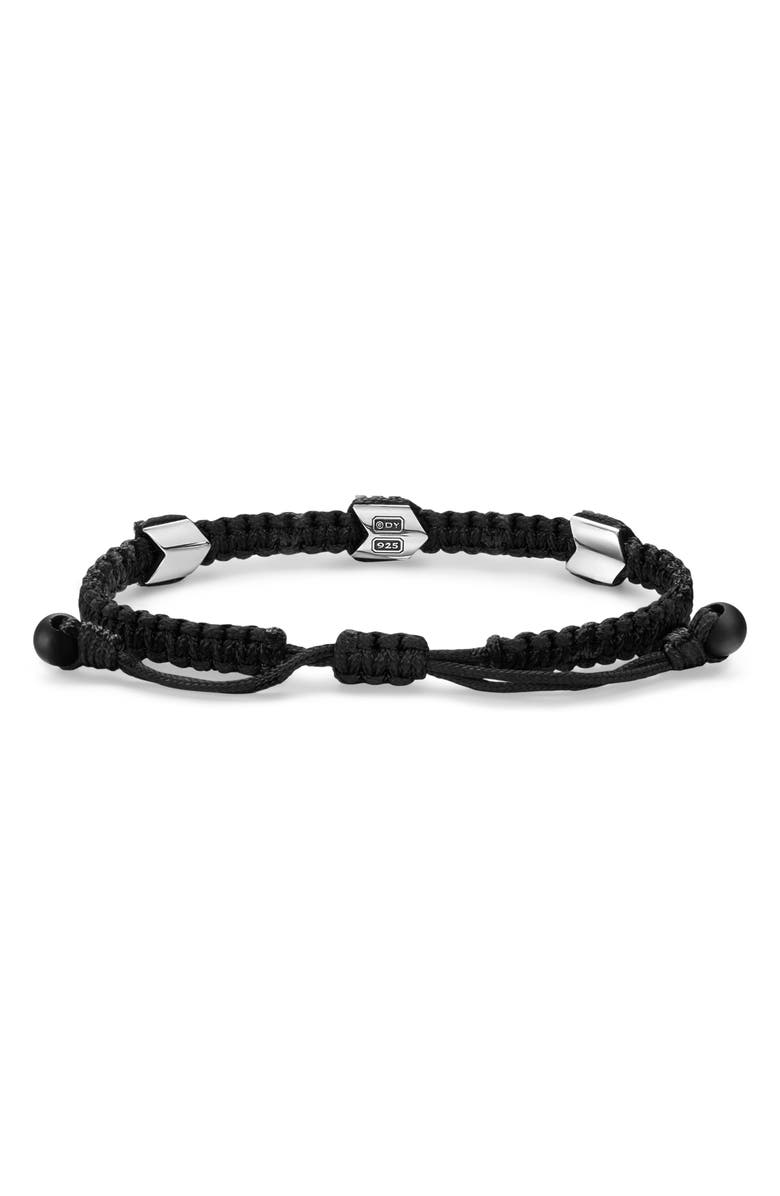David Yurman Men's Chevron Woven Station Bracelet, Alternate, color, Black/ Silver