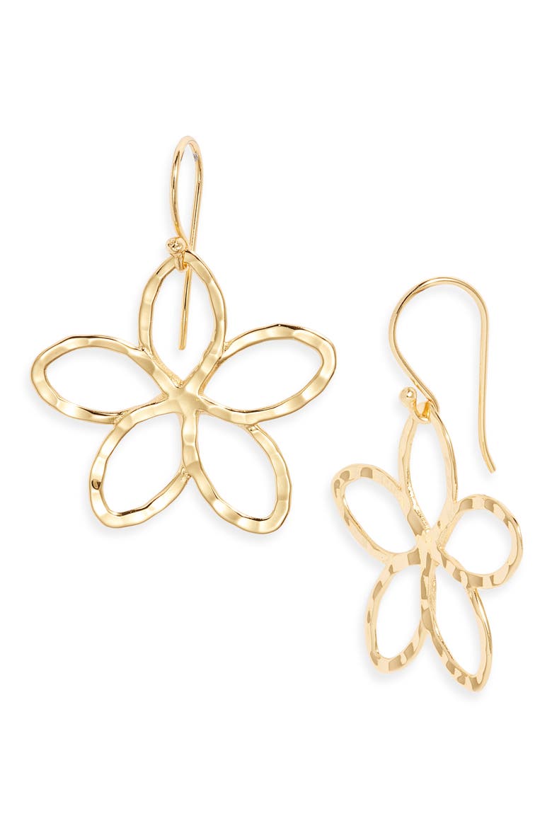 Melia Floral Drop Earrings, Main, color, GOLD
