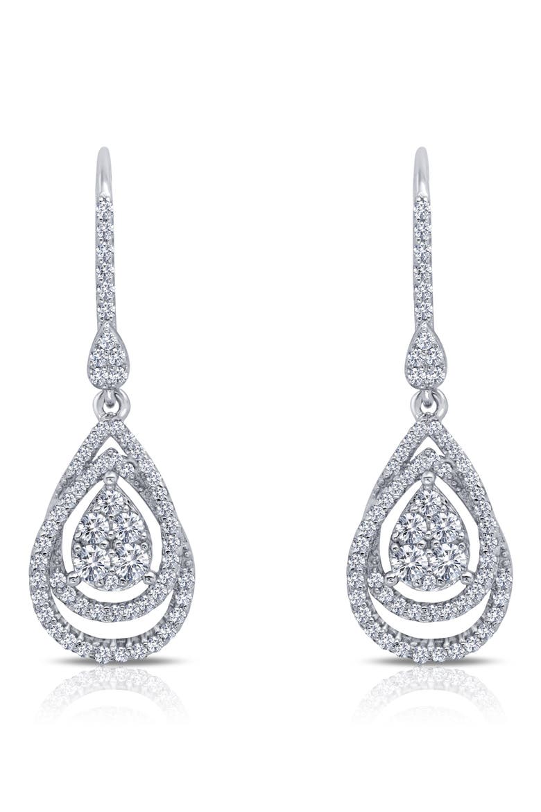 Simulated Diamond Pear Drop Earrings, Main, color, SILVER