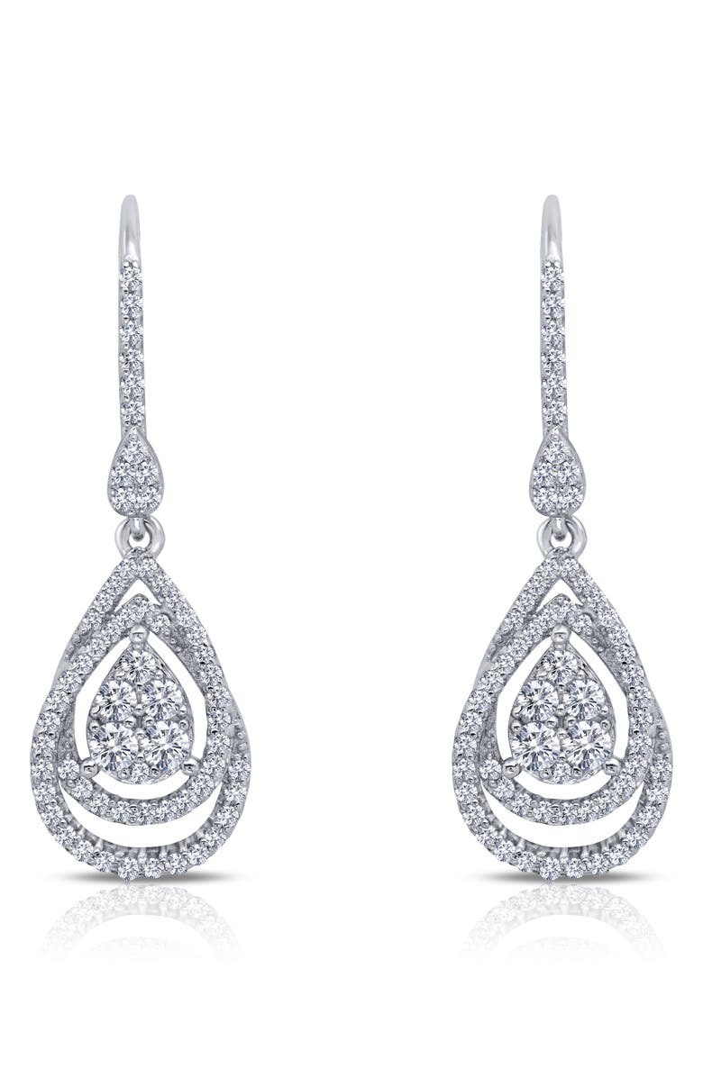 Lafonn Simulated Diamond Pear Drop Earrings, Main, color, Silver