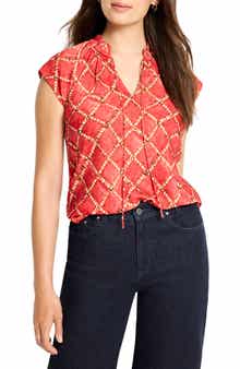 NIC+ZOE Squiggle Check Cap Sleeve Top