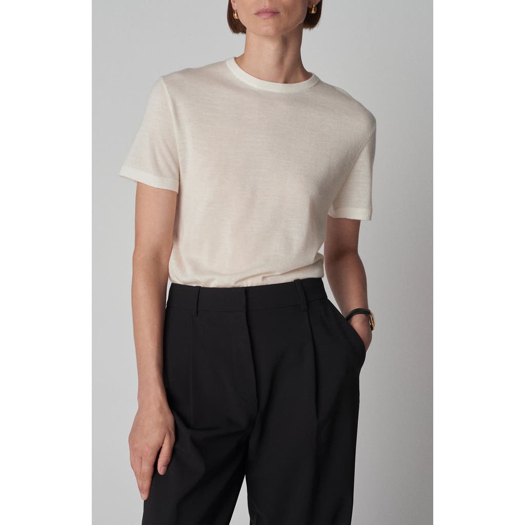 Co Short-sleeve Cashmere-silk Crewneck Sweater In Ivory