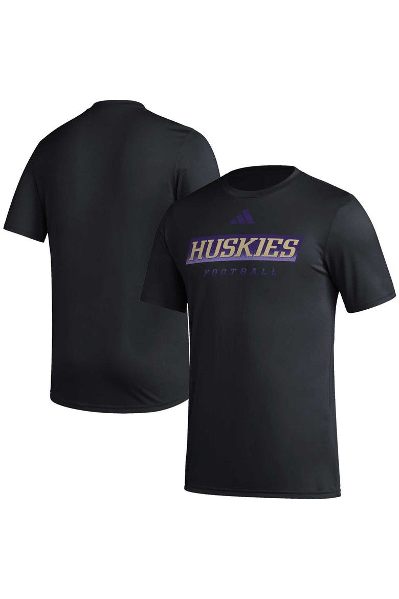 Men's adidas Black Washington Huskies Football Practice AEROREADY Pregame T-Shirt, Alternate, color, Black