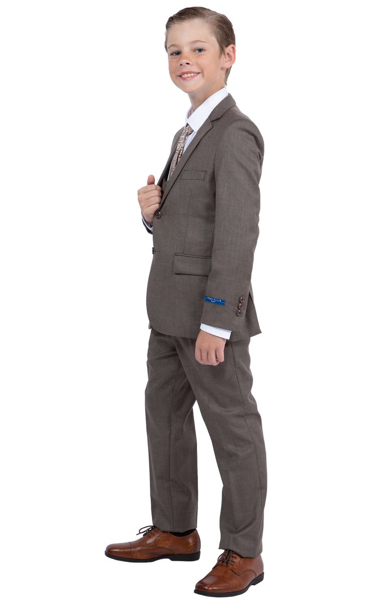 Perry Ellis Kids' Cocoa Five-Piece Sharkskin Suit, Alternate, color, Cocoa