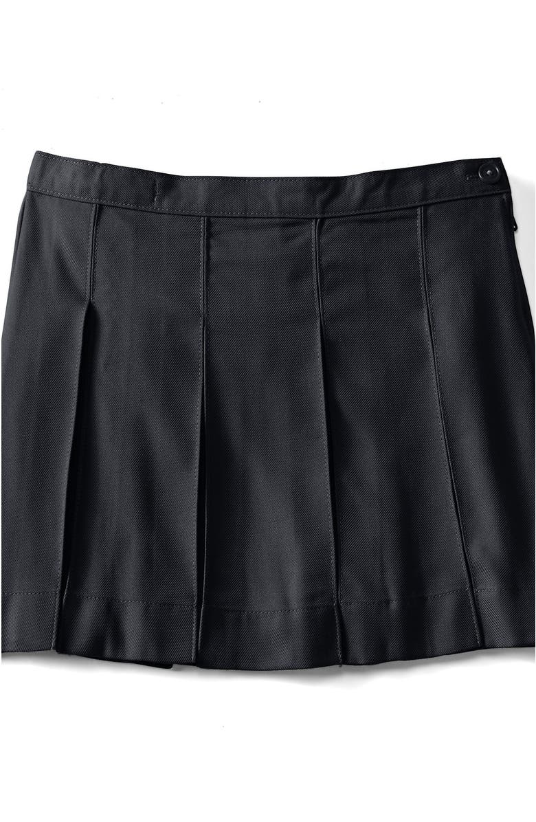 Lands' End School Uniform Girls Solid Box Pleat Skirt Above Knee, Alternate, color, Black