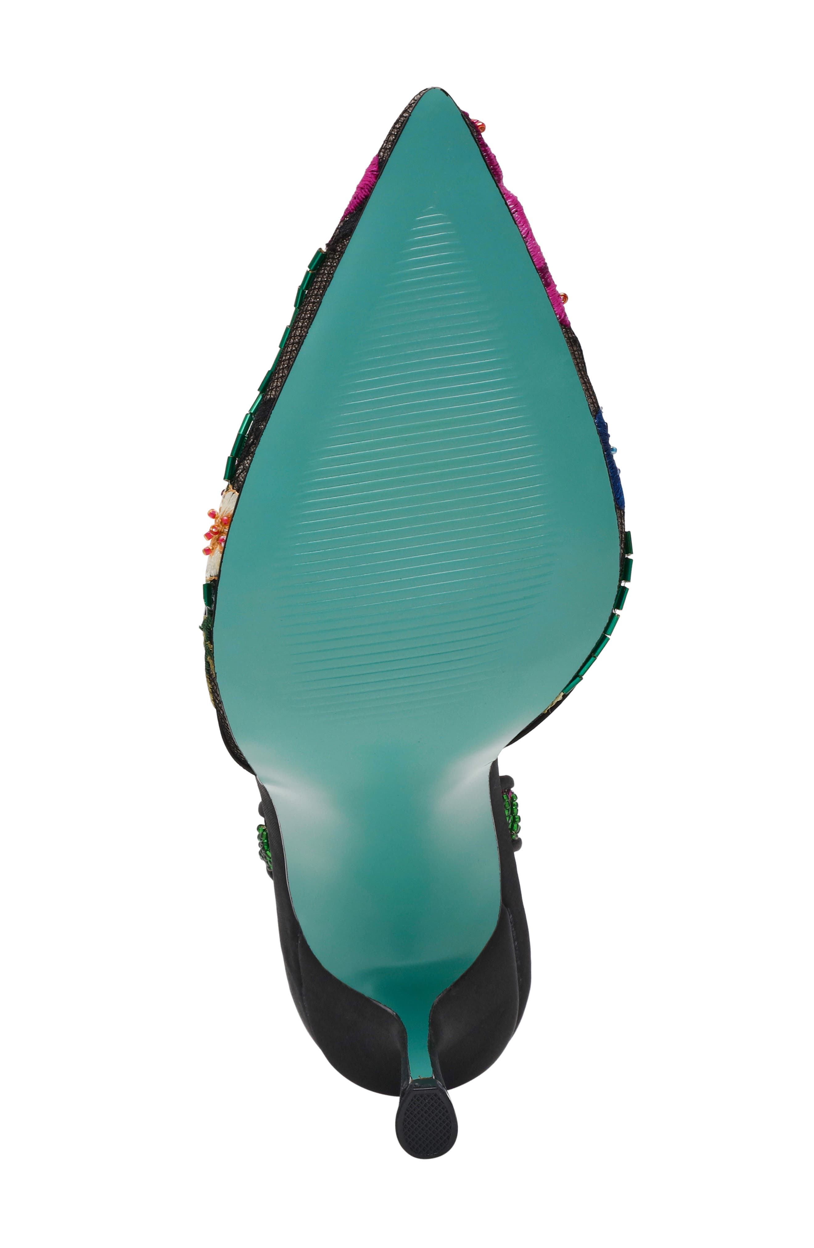 Betsey Johnson April Pointed Toe Slingback Pump, Alternate, color, Black Multi Floral