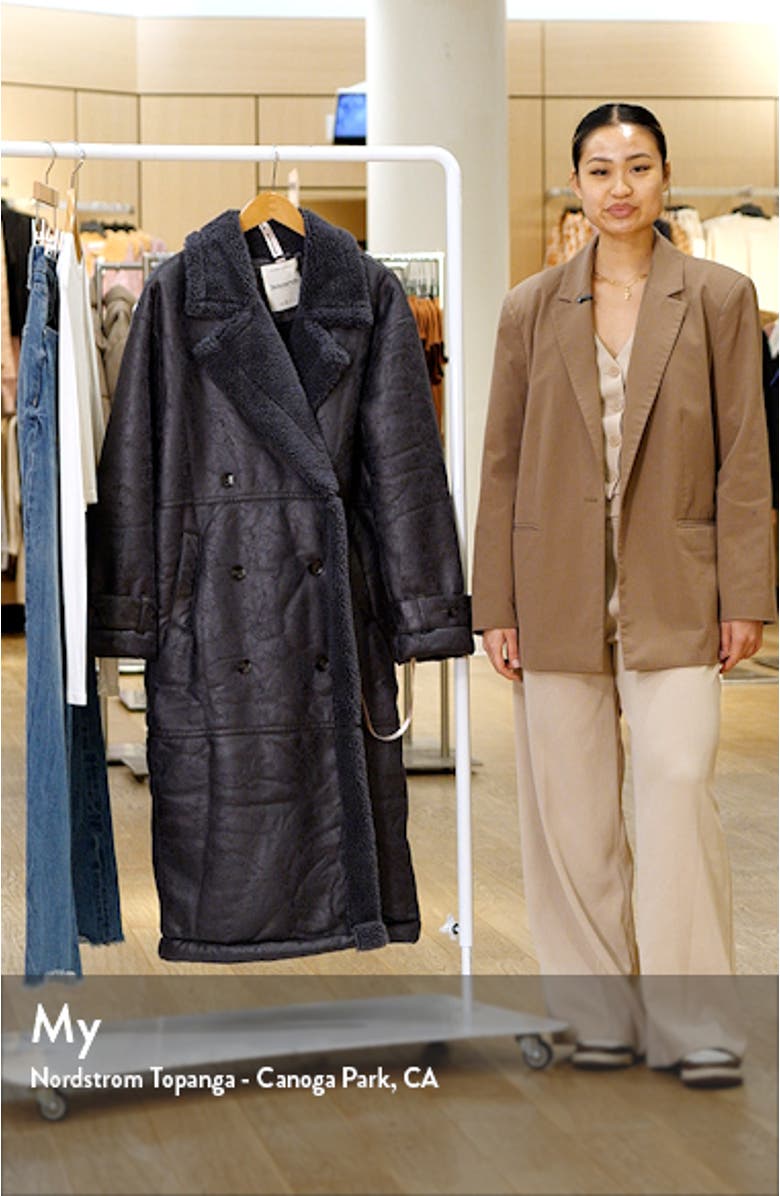 Deiji Oversize Double Breasted Faux Shearling Coat, sales video thumbnail