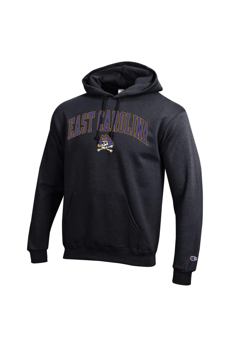 Men's Champion  Black ECU Pirates Arch Over Logo Pullover Hoodie, Alternate, color, Black