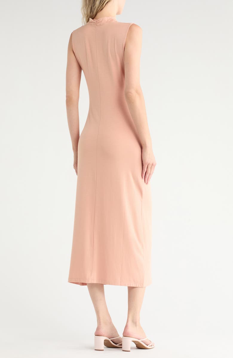 Mock Neck Sleeveless Ruched Dress