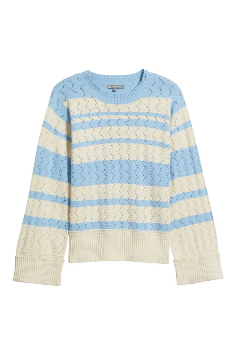 Pointelle Stripe Sweater, Alternate, color, ECRU/ AIRY BLUE