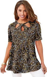 Jessica London Stretch Knit Cutout Swing Tunic