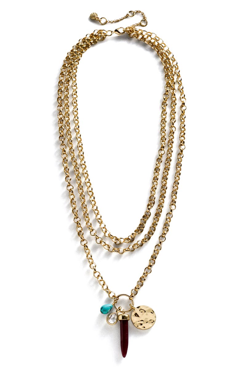 BaubleBar Layered Pendant Necklace, Main, color, Gold Multi
