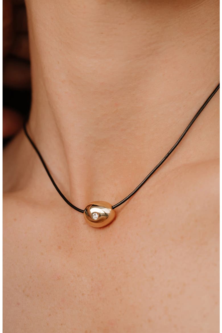 Pebble Bead Leather Necklace, Alternate, color, GOLD