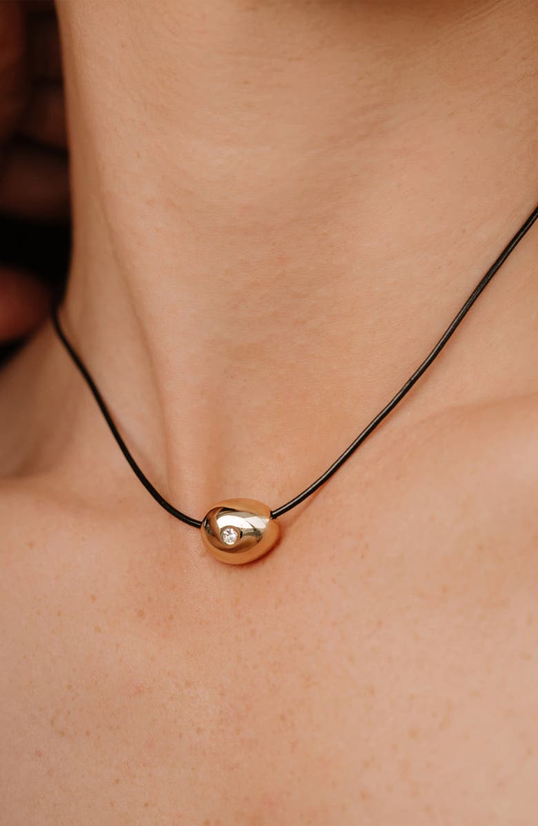 Ettika Pebble Bead Leather Necklace, Alternate, color, Gold