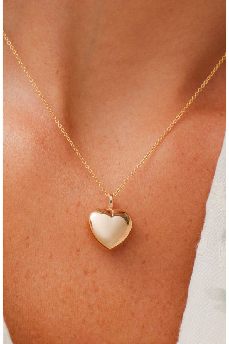 Puffy Heart Charm Necklace, Alternate, color, Gold Filled