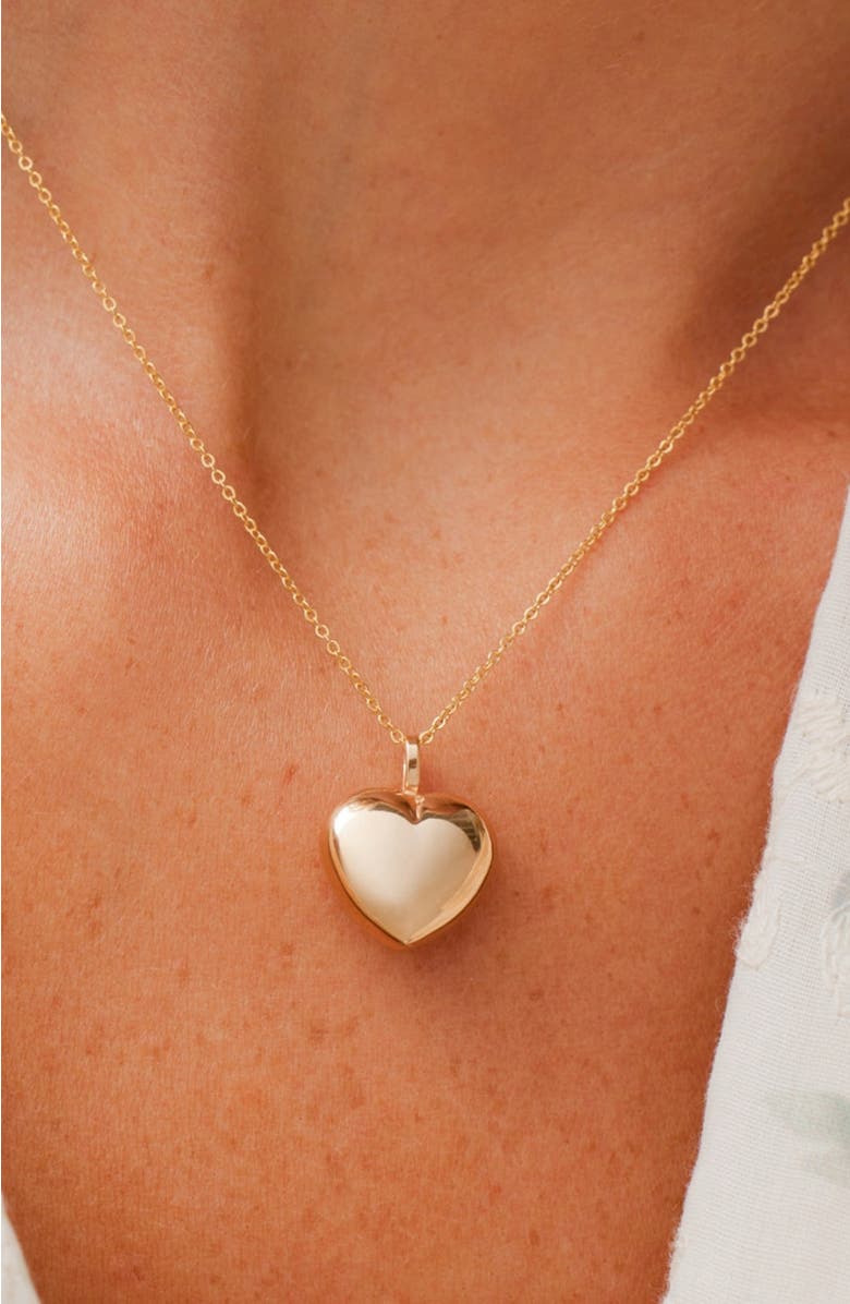 MADE BY MARY Puffy Heart Charm Necklace, Alternate, color, Gold Filled