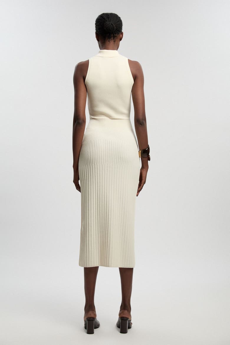 Rib Knit Collard Midi Dress, Alternate, color, Ivory