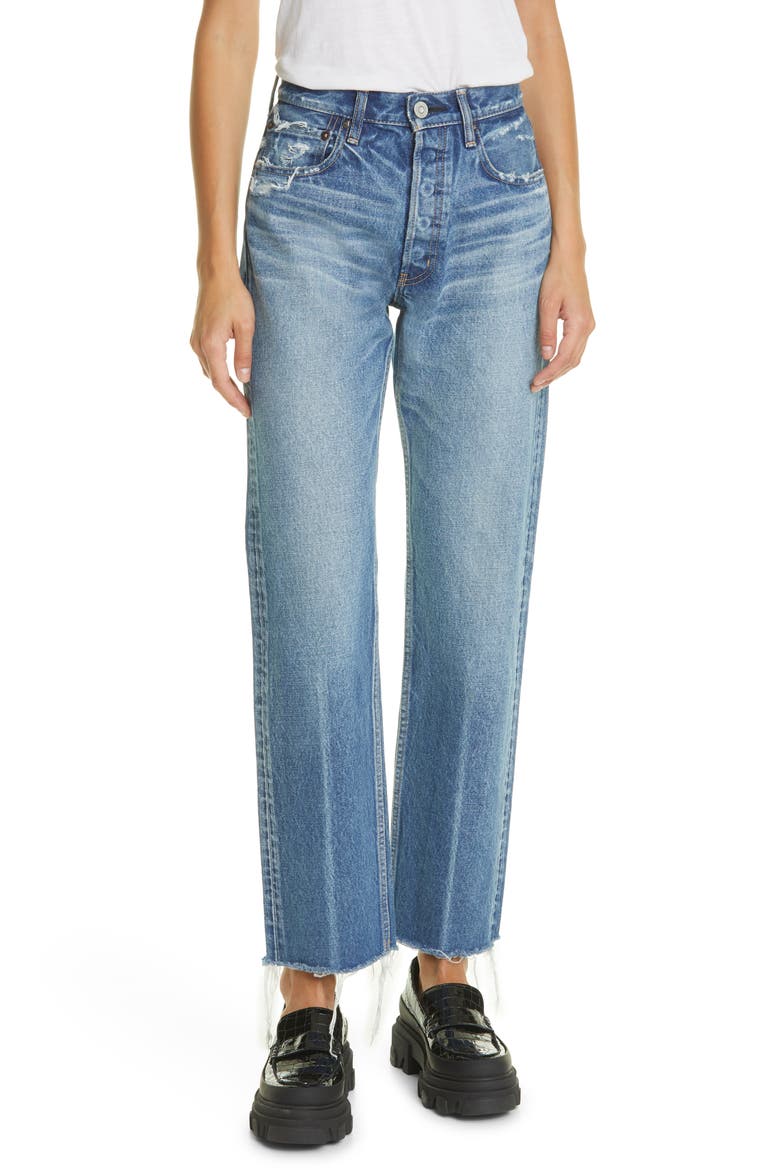 Ashley Wide Straight Leg Jeans, Main, color, BLUE