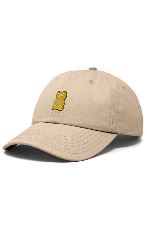 Dalix Yellow Gummy Embroidered Dad Cap In Khaki