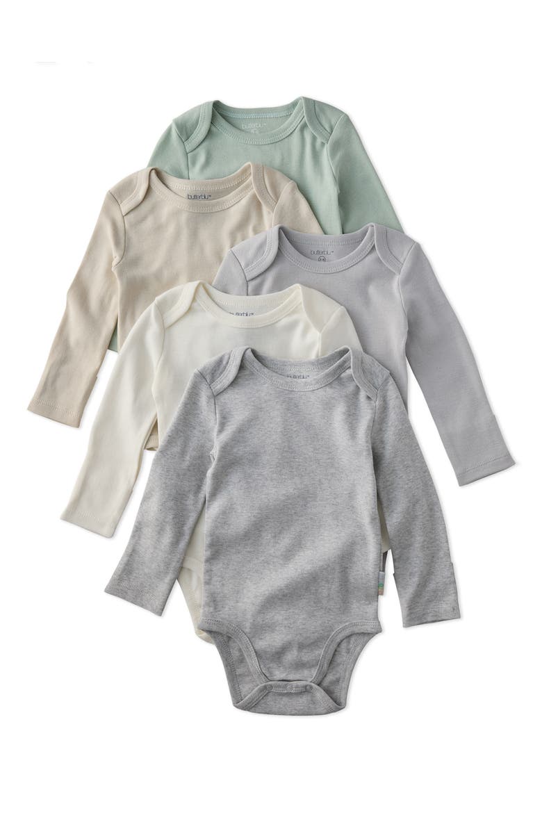Blake Set of 5 Organic Cotton Bodysuits, Main, color, SEAFOAM